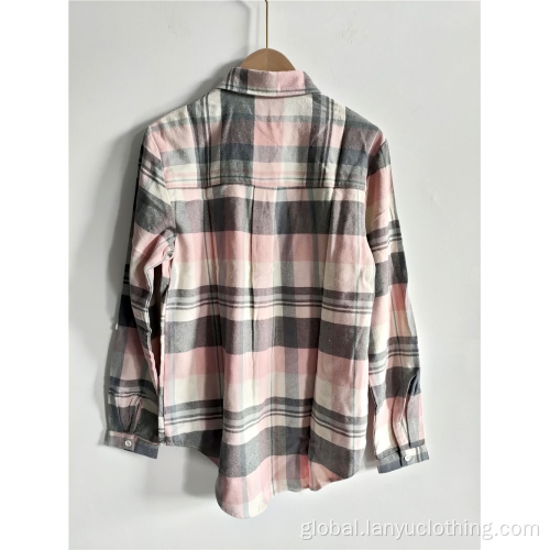 Women Blouse Summer Long Sleeve Plaid Blouse For Ladies Supplier